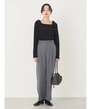 earth music&ecology 肩リボンニットプルオーバー Black