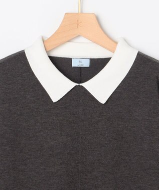 組曲 L 襟付きチュニック プルオーバー グレー系