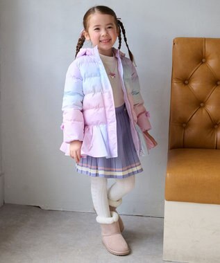 ANY KIDS 【洗濯機OK】中綿リボンコート レインボー