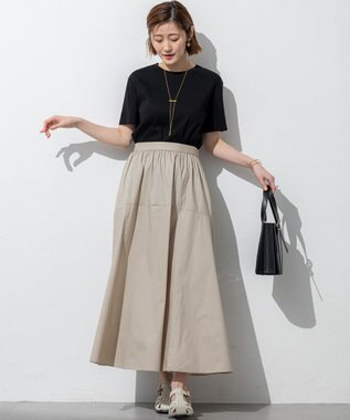 23区 【接触冷感/撥水加工】ストレッチブロード ギャザースカート ベージュ系