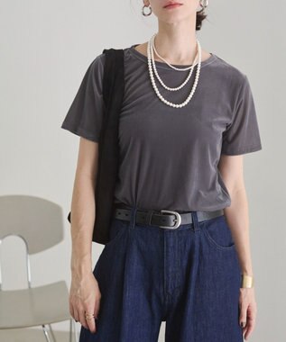 WEGO 【ANGIE VINTAGE】シアーベロアTシャツ グレー