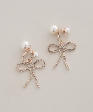 Maison de FLEUR ダイヤレーンリボンイヤリング Pink Gold