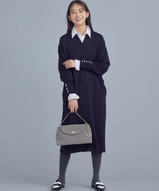 組曲 スエードライク トップハンドルバッグ チャコールグレー系