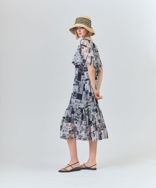 GRACE CONTINENTAL シフォンプリントドレス ブラック