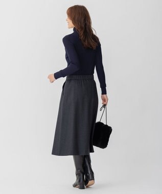 自由区 【洗える】ウォッシャブルハイカウントフラノ タックスカート グレー系