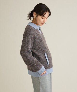 CRAFT STANDARD BOUTIQUE 配色Vネックニットプルオーバー Charcoal Gray