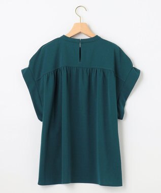 組曲 L 【WEB限定】ライトジョーゼット袖タック ブラウス ダークグリーン系