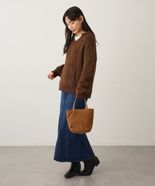 CRAFT STANDARD BOUTIQUE 配色Vネックニットプルオーバー Charcoal Gray