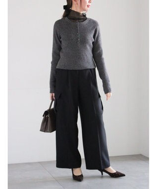 Te chichi ヘンリーネックマーブルニット ブラック