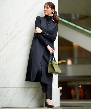 23区 L 【CLASSY.1月号掲載/洗える】ウールライクカルゼ テーパード パンツ ネイビー系