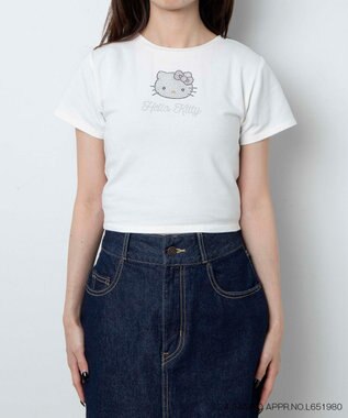 WEGO 【サンリオ】HELLOKITTYコラボラインストーンワンポイントT ホワイト