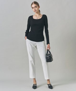 ICB 【洗える】【OUR WACOAL コラボ】カップイン スクエアネックロングTシャツ ブラック系