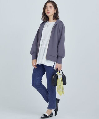 組曲 ダンボールジャージー ジップアップパーカー チャコールグレー系