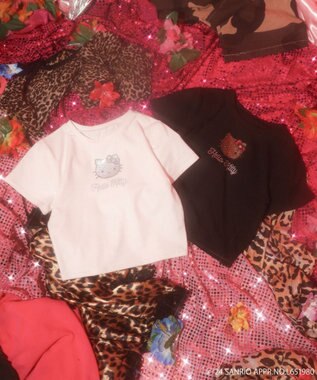 WEGO 【サンリオ】HELLOKITTYコラボラインストーンワンポイントT ホワイト