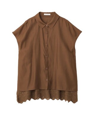 Green Parks ＳＥＴ２点刺しゅうキャミ＋シャツ Brown