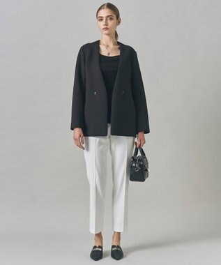 ICB 【洗える】【OUR WACOAL コラボ】カップイン スクエアネックロングTシャツ ブラック系