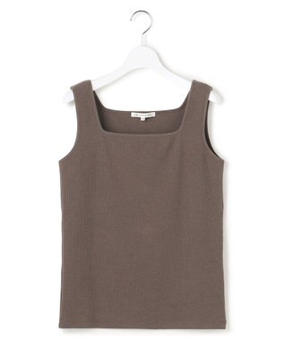 23区 S シャイニーリブ スクエアネック タンクトップ ブラウン系