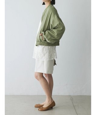 Green Parks AnriettMusee シャーリングスリーブＴシャツ＋レースキャミソールＳＥＴ Off White