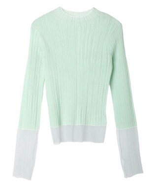 earth music&ecology シアー配色リブプルオーバー Green