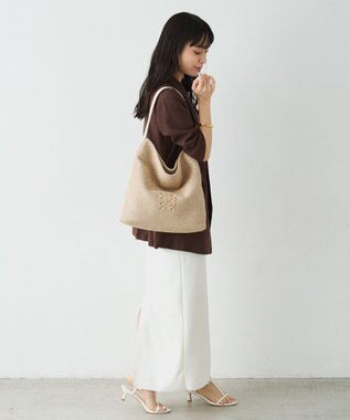 russet ナイロンラフィアワンショルダーバッグ(CE-1714) Ivory