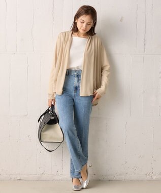 組曲 S 【WEB限定】シアーツイルジャージーショート カーディガン ベージュ系