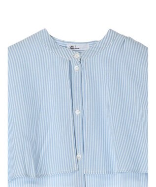 CRAFT STANDARD BOUTIQUE インド綿フリルブラウス Stripe Sax