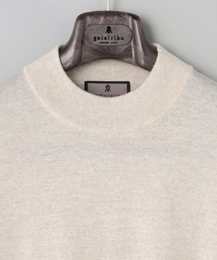 GOTAIRIKU 25年新作【洗える/チクチクしにくい/ピリングしにくい】イタリア糸 ハイゲージ カバーネックニット_WOOL100％ アイボリー系