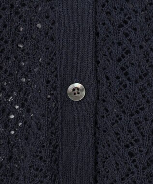 J.PRESS LADIES L LINEN COTTON BLEND ニット カーディガン インディゴ系