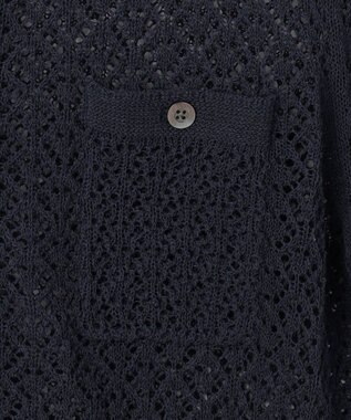 J.PRESS LADIES L LINEN COTTON BLEND ニット カーディガン インディゴ系