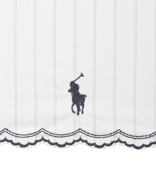 MOONBAT 【1級遮光/遮熱/UV】POLO RALPH LAUREN（ポロ ラルフローレン）晴雨兼用日傘  ストライプ スカラ刺繍 長傘 オフホワイト