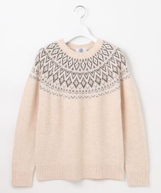 J.PRESS LADIES 【WEB限定カラーあり・洗える】FAIR ISLE ラウンドネック ニット 【WEB限定】ベージュ系