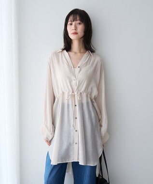 YECCA VECCA シアー2way袖バルーンチュニック Light Beige