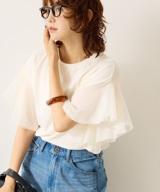 AMERICAN HOLIC 袖チュールサイドスリットプルオーバー