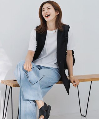 23区 【SLOW/一部店舗限定】LIGHT DENIM バレルワイド パンツ スカイブルー系