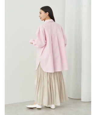 earth music&ecology ボーイズライクシャツ Stripe Pink