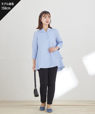 Tiaclasse 【安田美沙子さん着用】日本製ジョーゼットピンタックテーパードパンツ ブラック