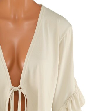 San-ai Resort（三愛水着楽園） 【UPF50＋】　フリル羽織り　M　　【San-ai Resort（サンアイリゾート）】 オフホワイト