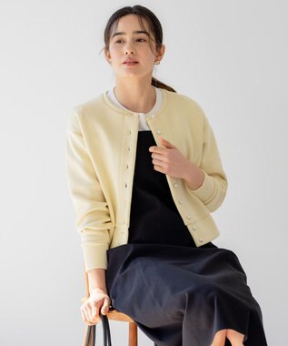 組曲 【パールボタン付き】ダンボールジャージー カーディガン イエロー系