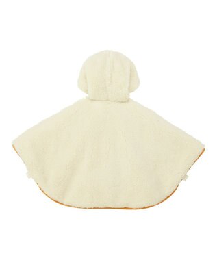 MIKI HOUSE HOT BISCUITS カラフルビーンズ 裏ボアフリース リバーシブル総柄マント マルチカラー