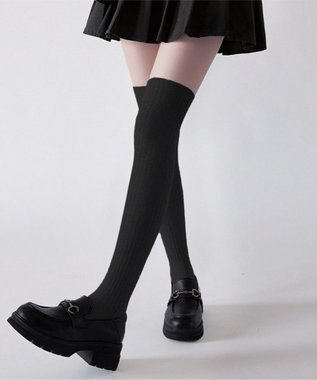 WEGO クシュクシュリブハイソックス ブラック