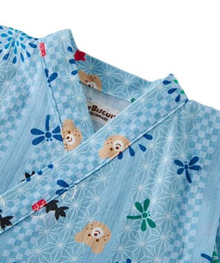 MIKI HOUSE HOT BISCUITS 【60-80cm】総柄 甚平オール ストームブルー