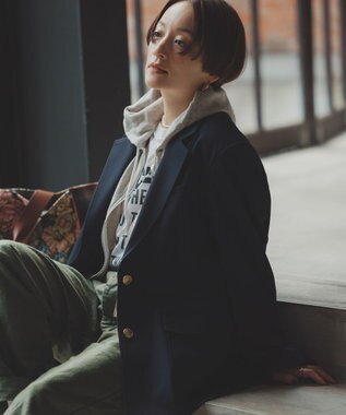 #Newans 【高山都さんコラボ】オーバーサイズテーラードジャケット ネイビー