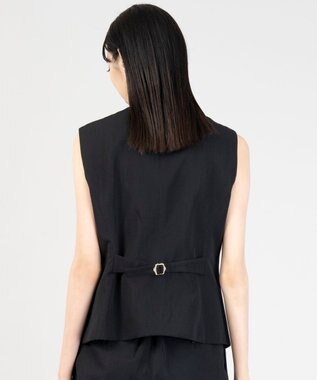 23区 【エステータ】ウールリネン アシンメトリーボタン ベスト ブラック系