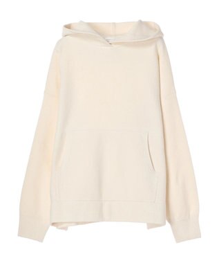 Green Parks スウェット風フード付ニットプルオーバー Ivory