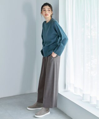 ANY 【6色展開】ラムウールラグランスリーブニット ダスティブルー