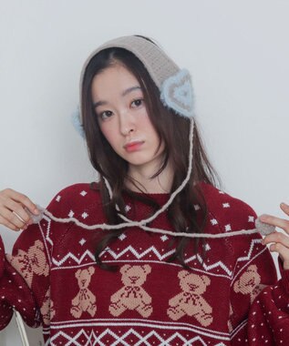 WEGO ハートニットイヤーマフ ライトグレー