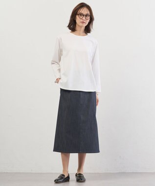 J.PRESS LADIES ベーシックジャージー シャツテール カットソー ホワイト系