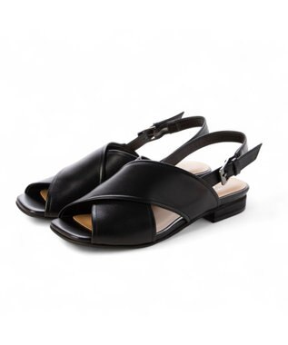 ing <ing>クロスベルトストラップサンダル ブラック