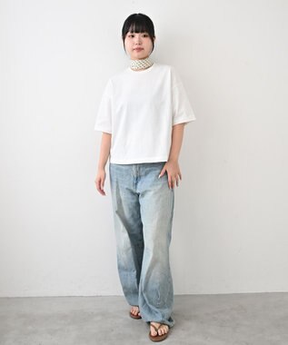 Marca ＜洗えるシルク＞ドット 菱形スカーフ Marcaオリジナル ウォッシャブルシルクローン オフホワイト×ブルーグリーン