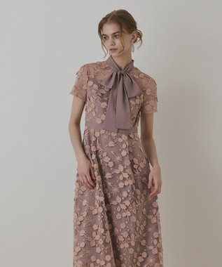 GRACE CONTINENTAL フラワ－フレアドレス